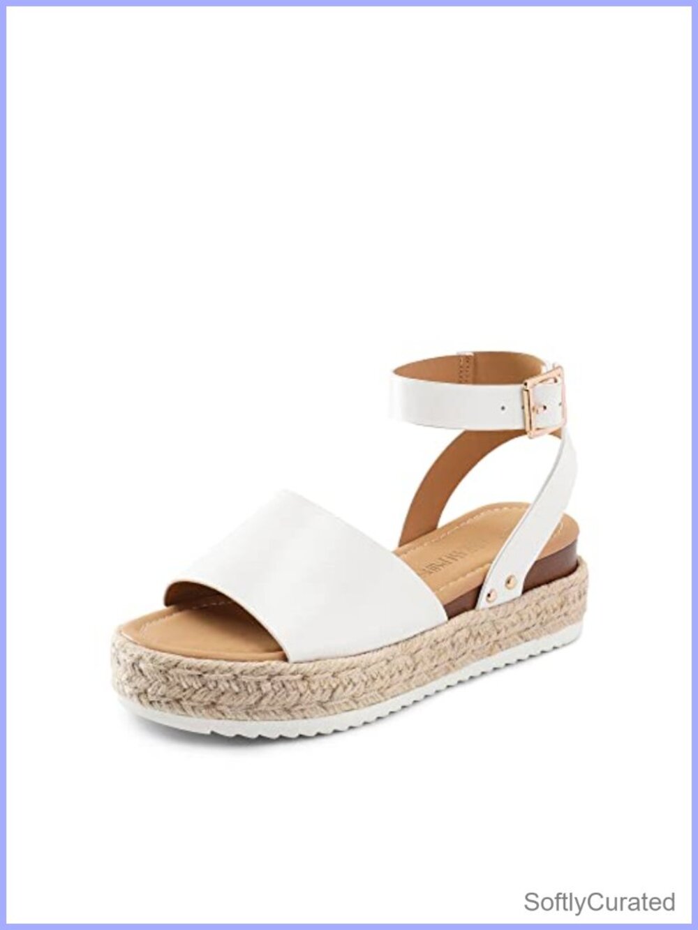 Platform Espadrille Wedge Sandals Faux Leather Ankle Strap